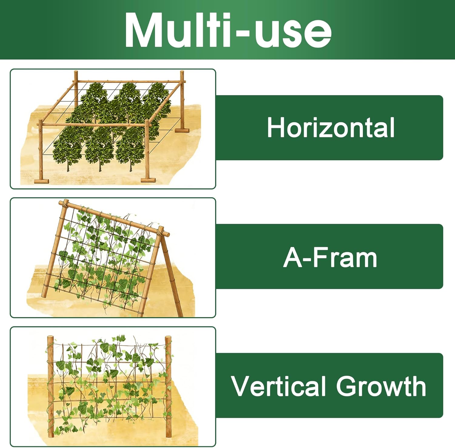 Heavy Duty Trellis Netting Roll, Oltara 5 x 350 ft Soft Mesh Nylon Garden Plant Trellis Netting Bulk for Climbing Plants, Vegetables, Fruits, Cucumber, Pea, Tomatoes