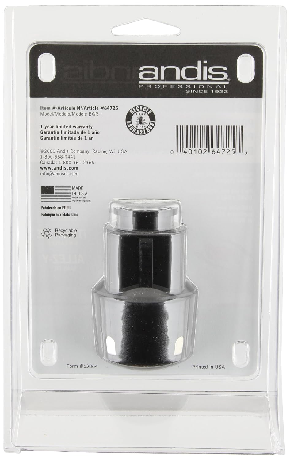 Andis 64725 Power Pack Rechargeable Battery, 5 Ounce
