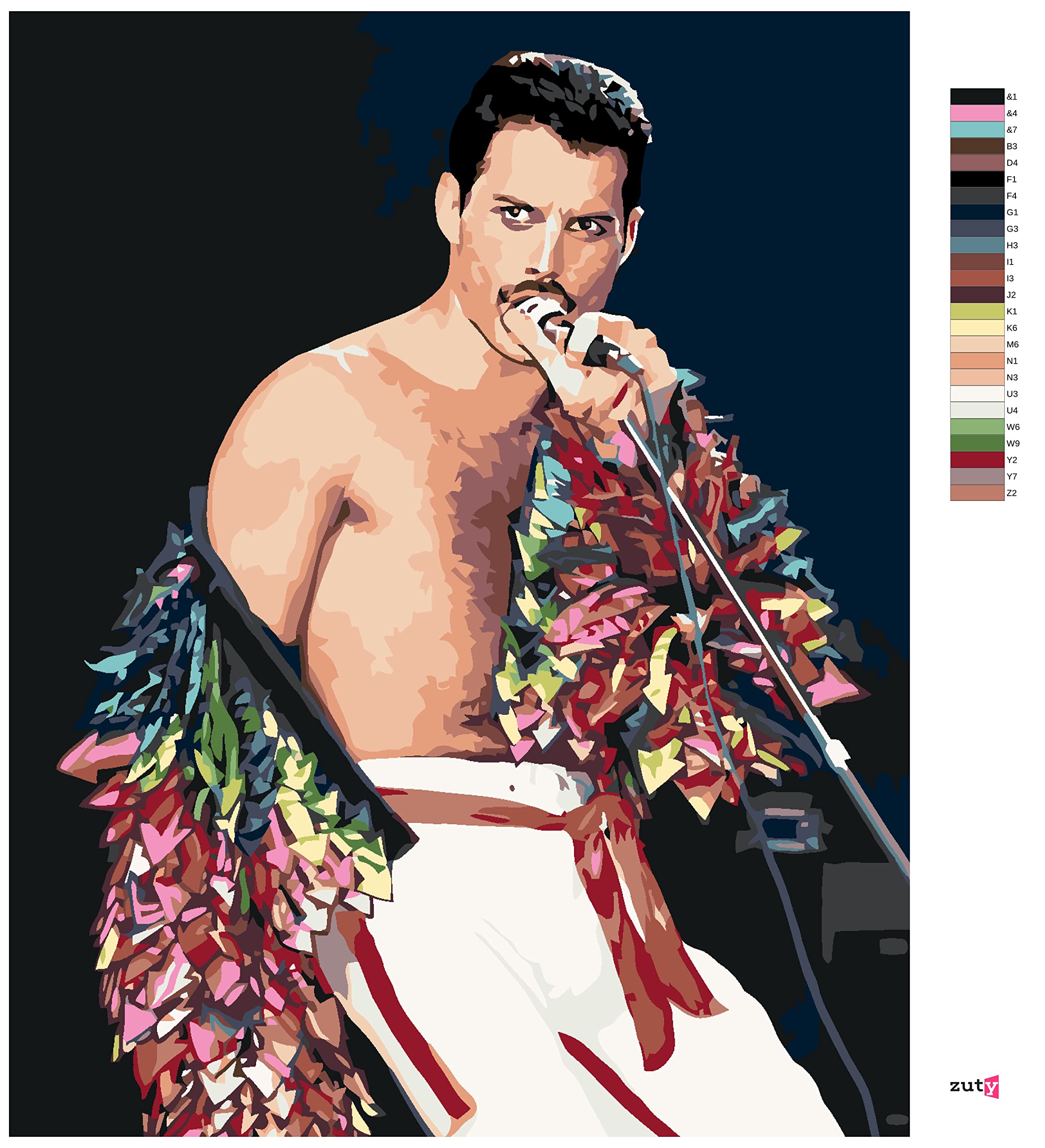 ZUTY 1244252, Malen nach Zahlen-FREDDIE MERCURY 80x100 cm ohne Keilrahmen