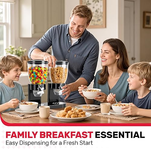 Miniatura 4 de Dispensador de cereales de 2 litros, recipiente hermético para almacenamiento de alimentos secos con dispensador para organización de despensa de