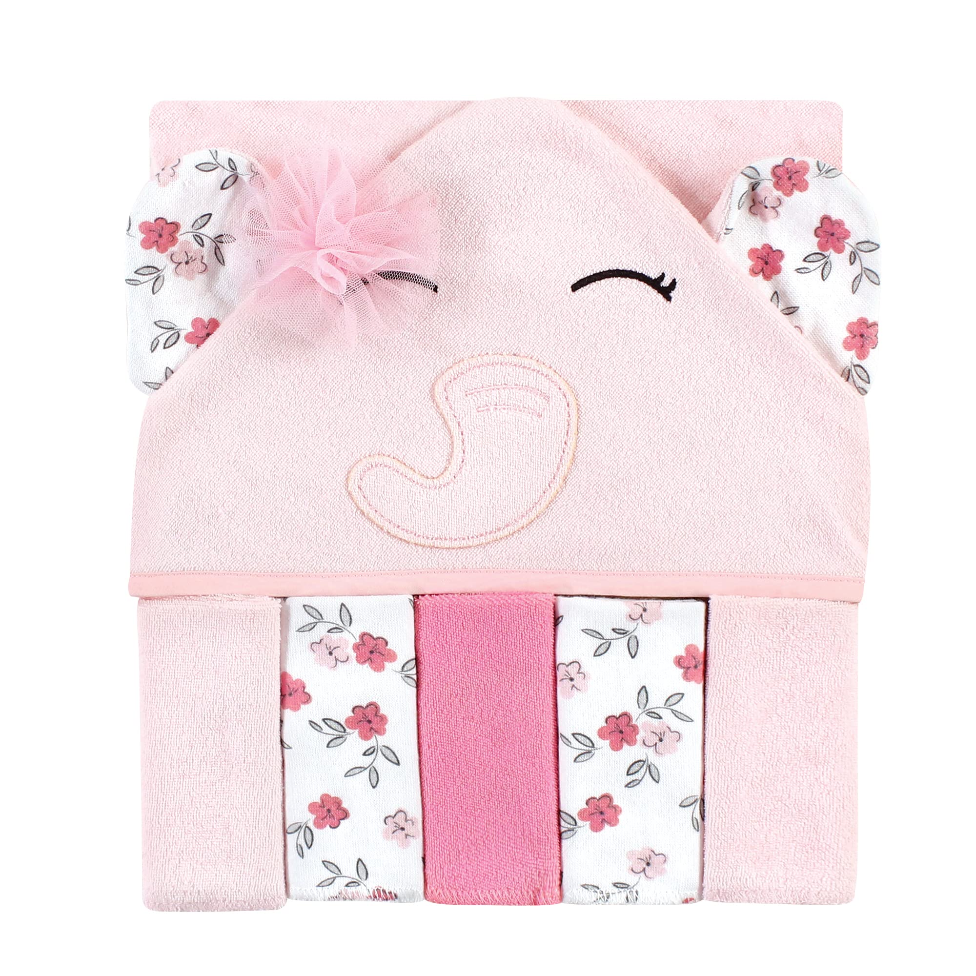 Cape de bain bébé Hudson Baby avec débarbouillettes pour le rituel du bain du soir motif floral