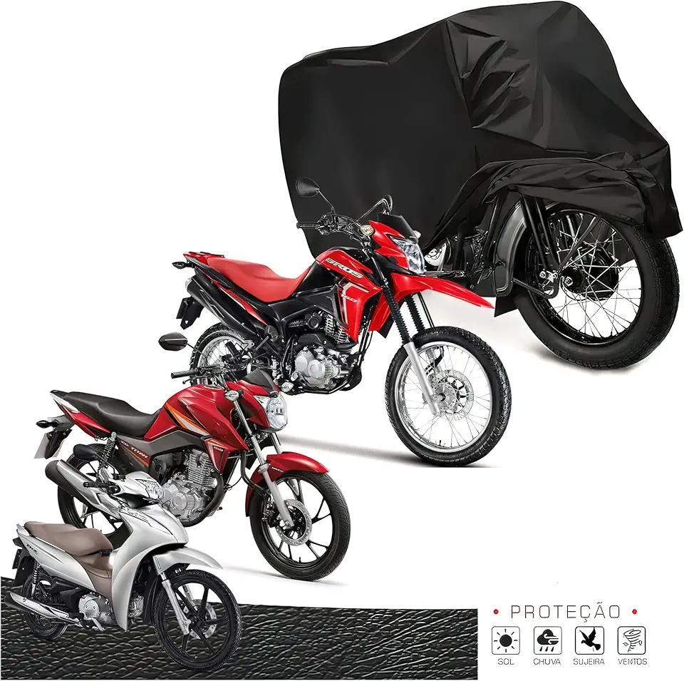 Capa Para Cobrir Moto em Couro Protetora Sol Chuva Granizo Não Risca P M G (G)