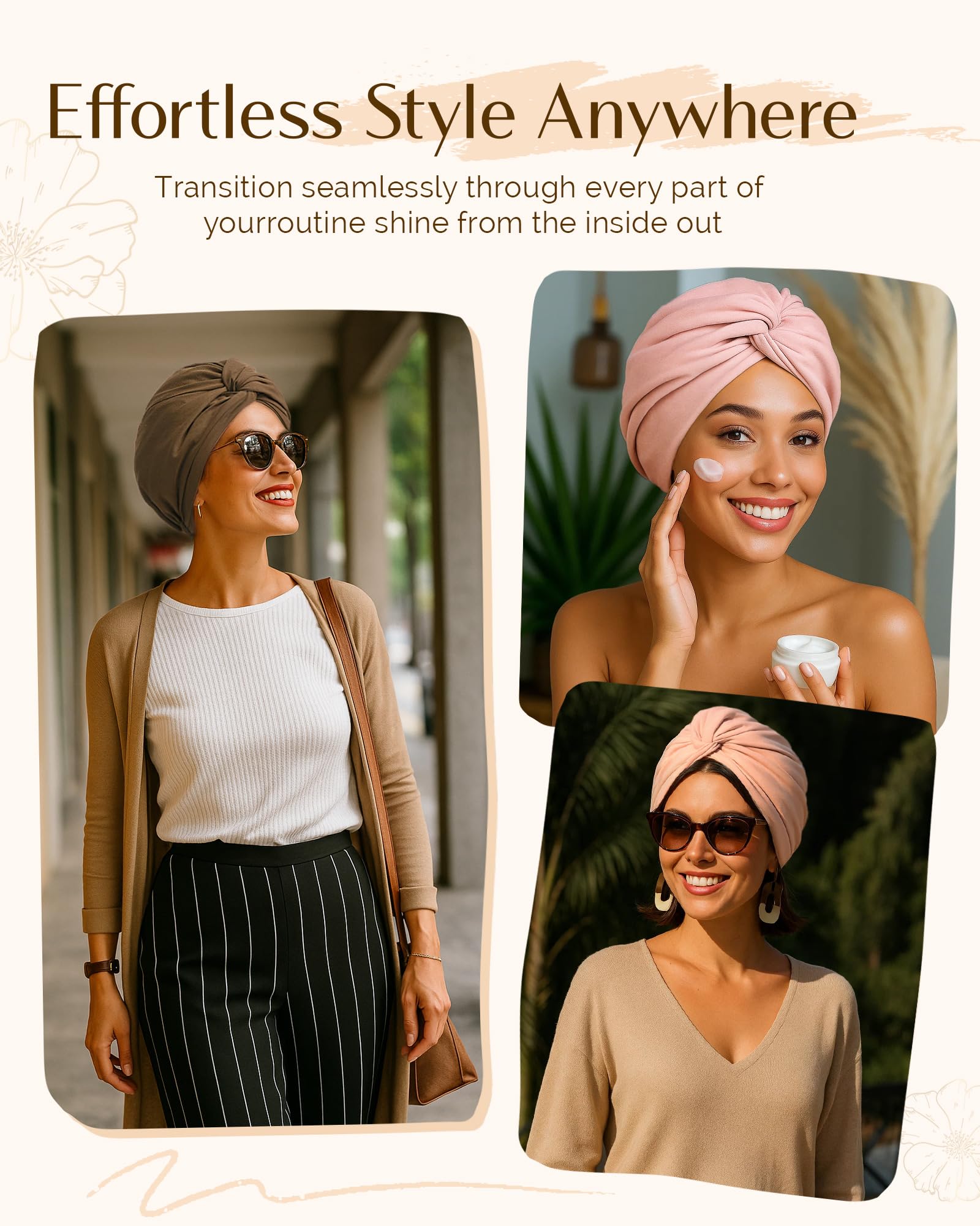 YANIBEST Satin Lined Hair Bonnet for Sleeping Silk Turban, Hair Wrap Chemo Headwear for Women Natural Curly Hair - Image 2