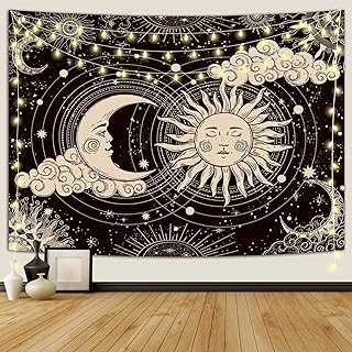 Wonrizon Sun and Moon Tapestry, Aesthetic Black Dark Spiritual Tapestrie...
