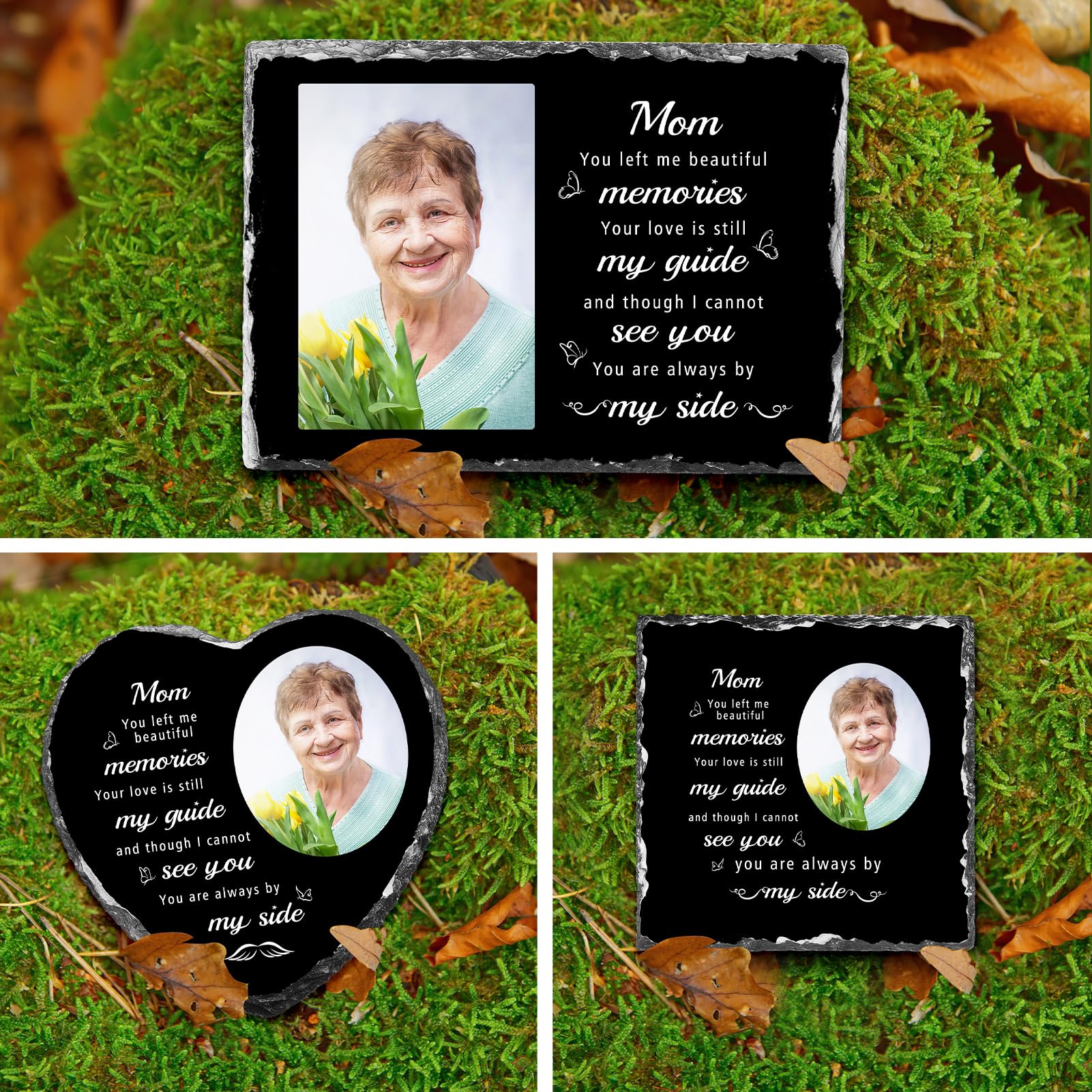 Cornice Commemorativa A Doppia Faccia In Legno Di Noce - Regalo Per La Perdita Della Mamma - Con Frasi D'Amore E Supporto Girevole 360°