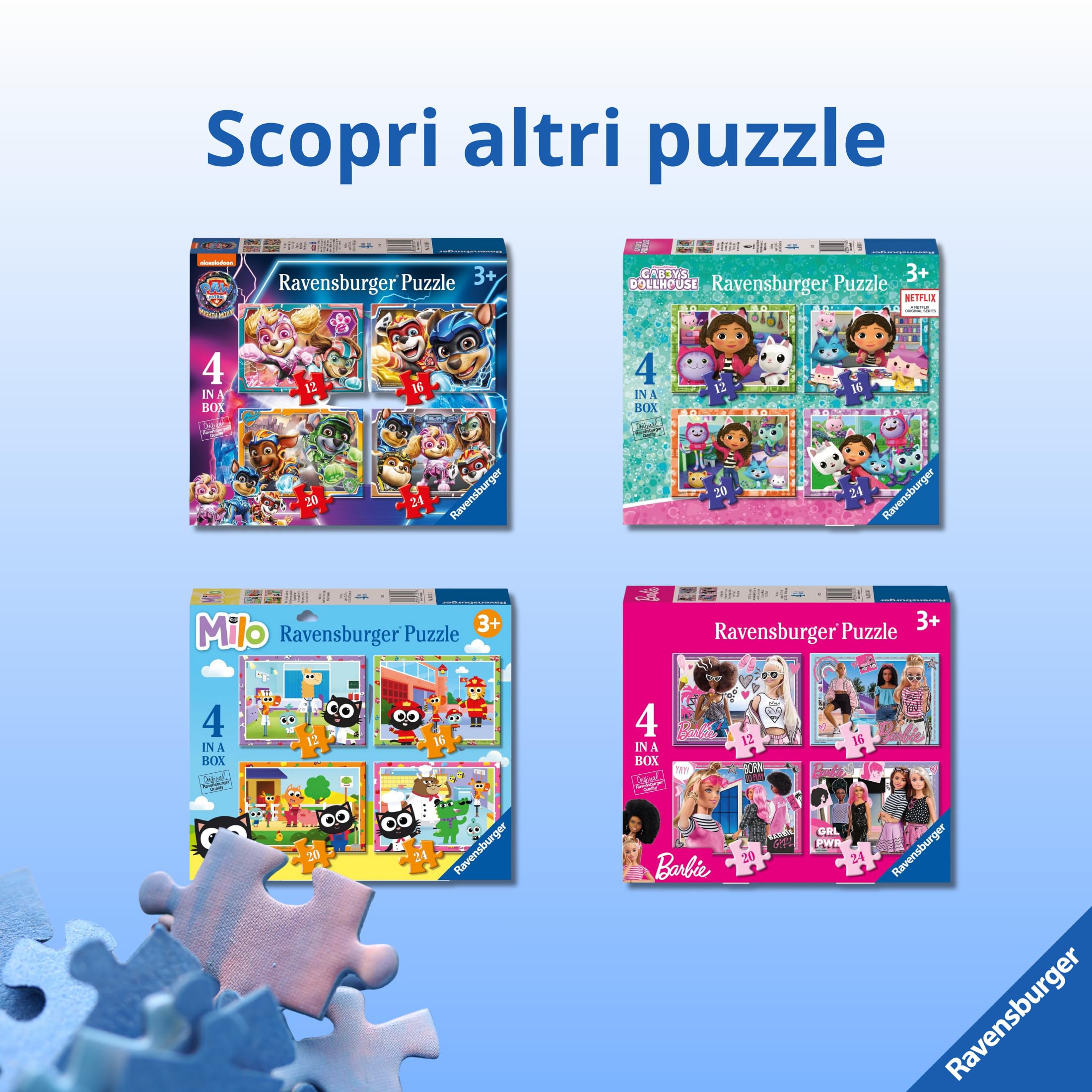 Ravensburger - Puzzle Bambini 3 Anni 4 in a box, Spiderman - Puzzle 3 Anni, Collezione Marvel, Include 4 Puzzle 12-16-20-24 Pezzi Progressivi, Giochi Educativi, Idee Regalo