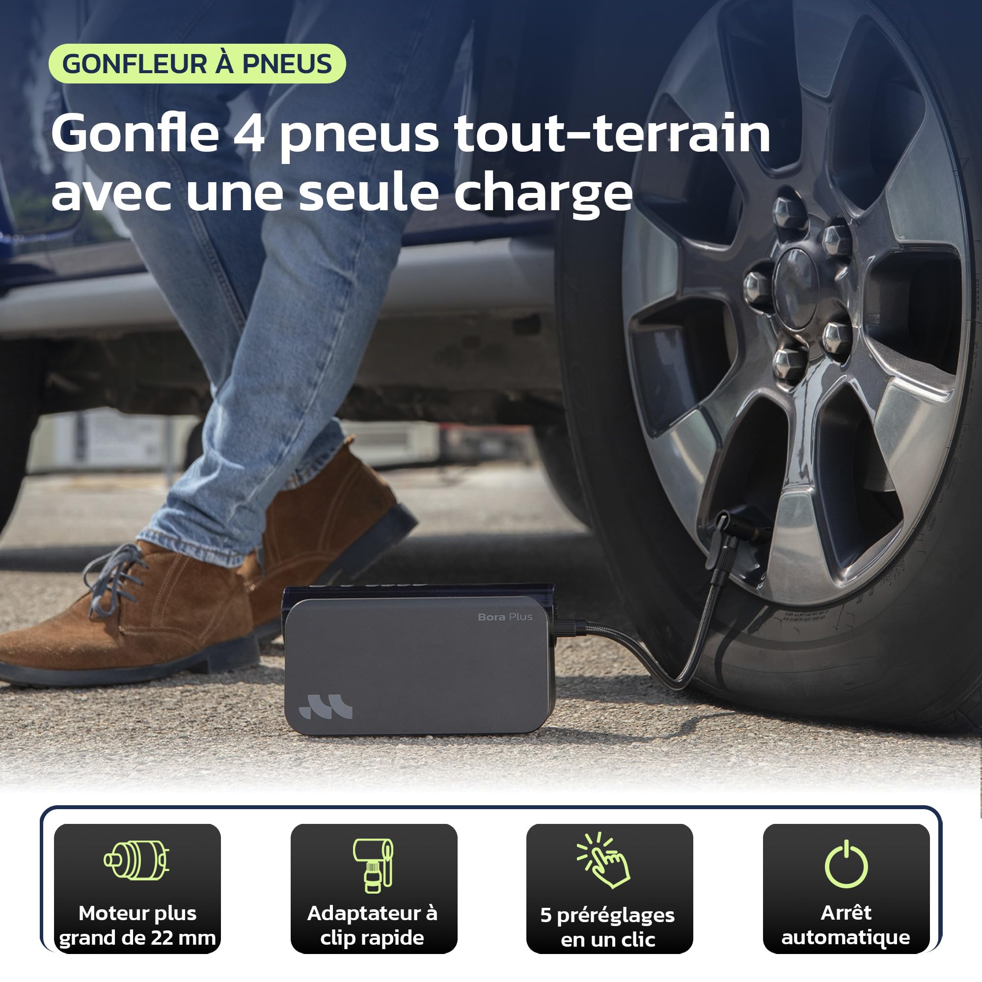 Woowind Booster Batterie, Gonfleur, 65W Power Bank, 16000mAh, 10,3 BAR | Démarreur Voiture, Power Bank 65W, Booster Batterie 12V, 16000 mAh, Lampe LED