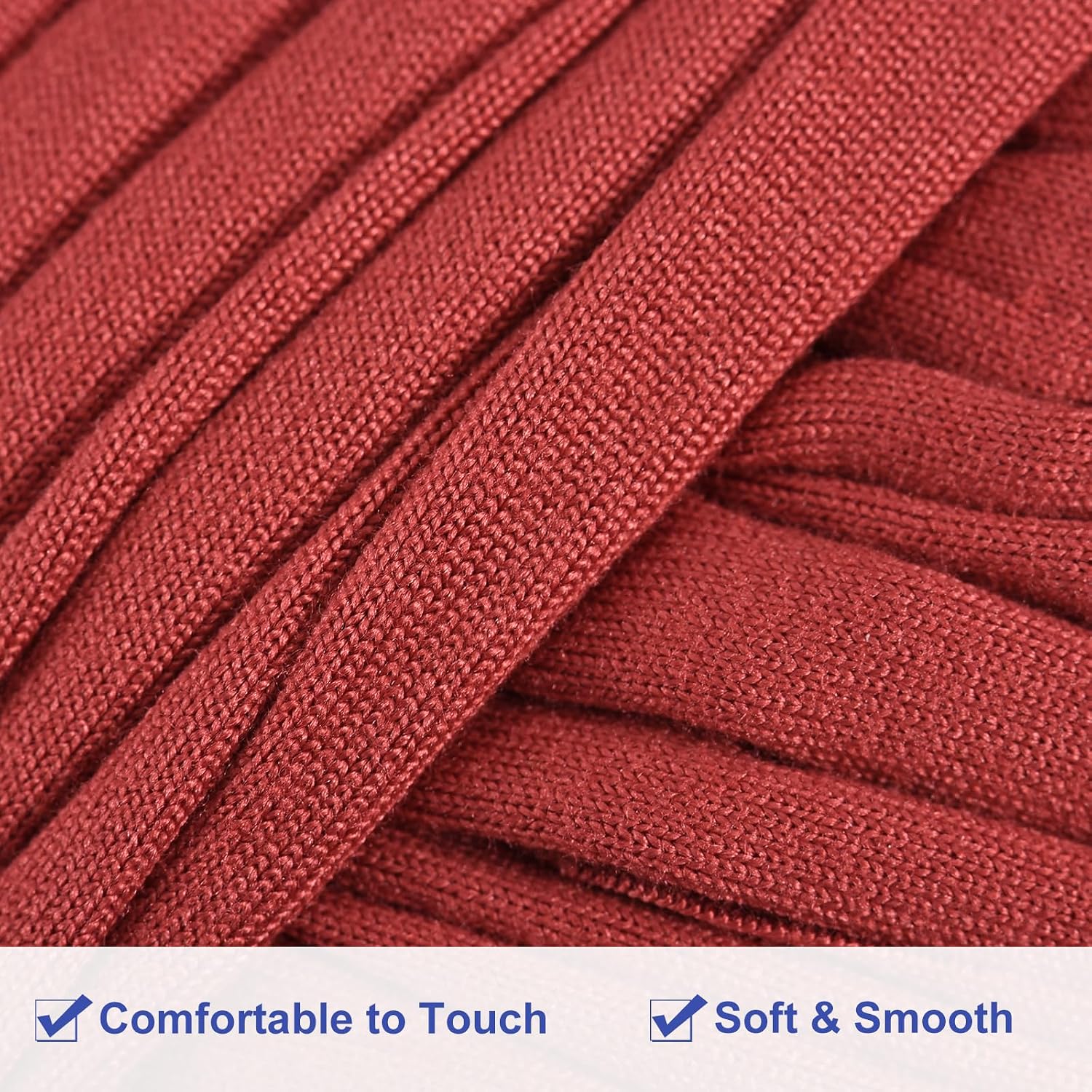 uxcell Elastic Fabric Cloth Yarn, 14.11oz/ 400g T Shirt Crochet Yarns for DIY Bag Carpet Cushion 4 Rolls, Dark Red