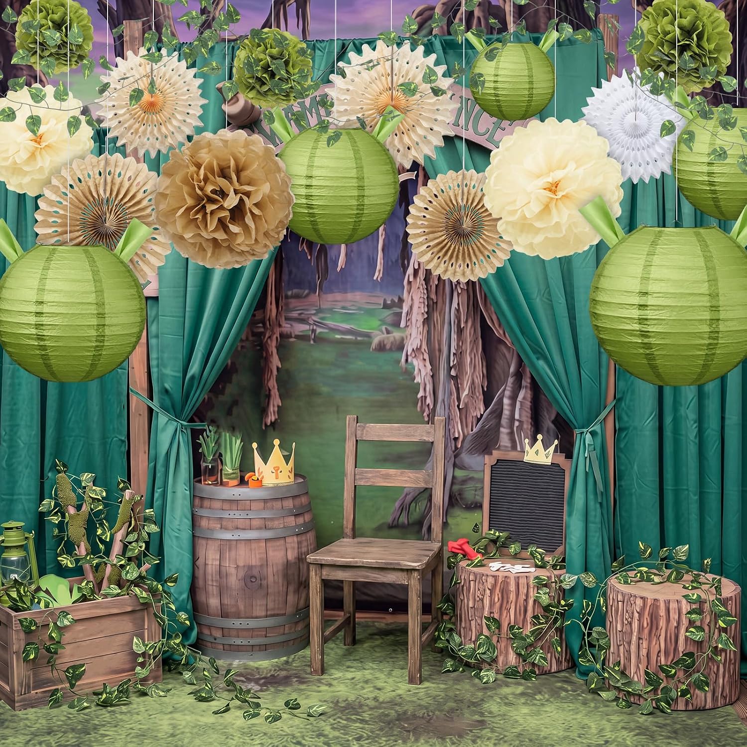 Spiareal 20 Pcs Green Monster Party Decorations Swamp Decor Ogre Supplies