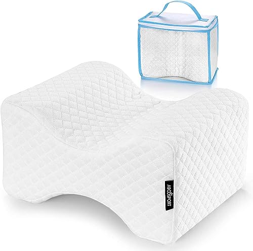 Abco Tech Almohada de rodilla de espuma viscoelástica, almohada de cuña de pierna para dolor de espalda, almohada de rodilla para dormir de lado