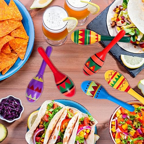 Miniatura 7 de Hungdao 48 piezas de mini maracas de madera para fiestas mexicanas a granel para niños, ruidosas para fiestas de cinco de mayo, suministros de