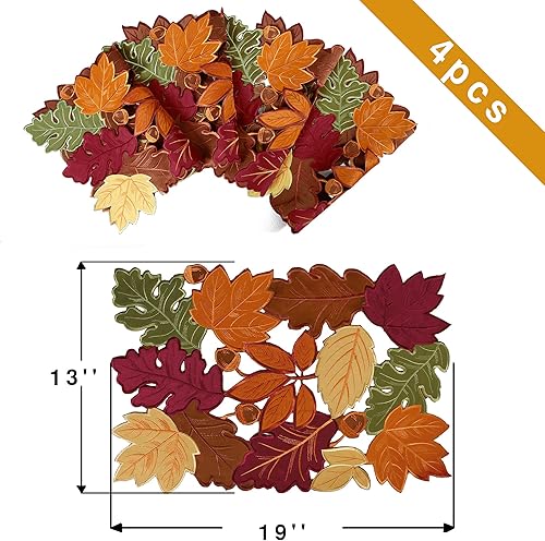 Miniatura 6 de OWENIE Camino de mesa de otoño, calabazas de Acción de Gracias, camino de mesa de 70 pulgadas de largo, cosecha bordada, decoración de otoño para el