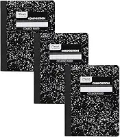 Cadernos Mead, papel com pauta universitária, 100 folhas, mármore preto, pacote com 3 (38111)
