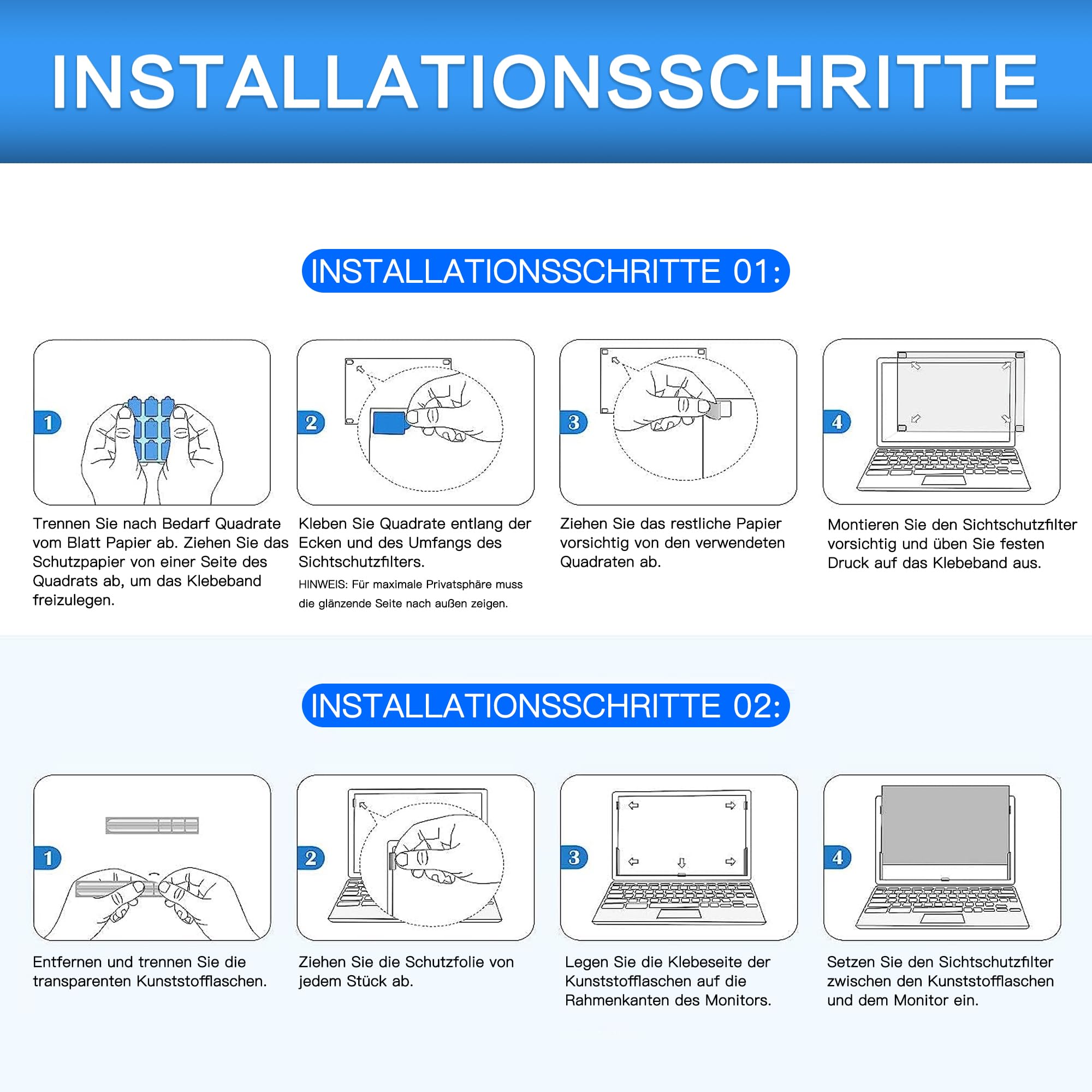 ZOEGAA Blickschutzfolie 27 Zoll 16:9 für Monitor(598 * 336 MM)