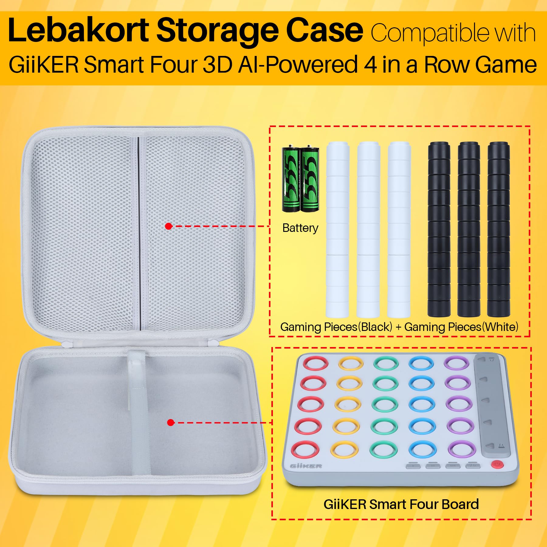 Lebakort Storage Case Compatible with GiiKER Smart Four 3D AI-Powered 4 in a Row Game Strategy Board Games (Only Case) - Image 3