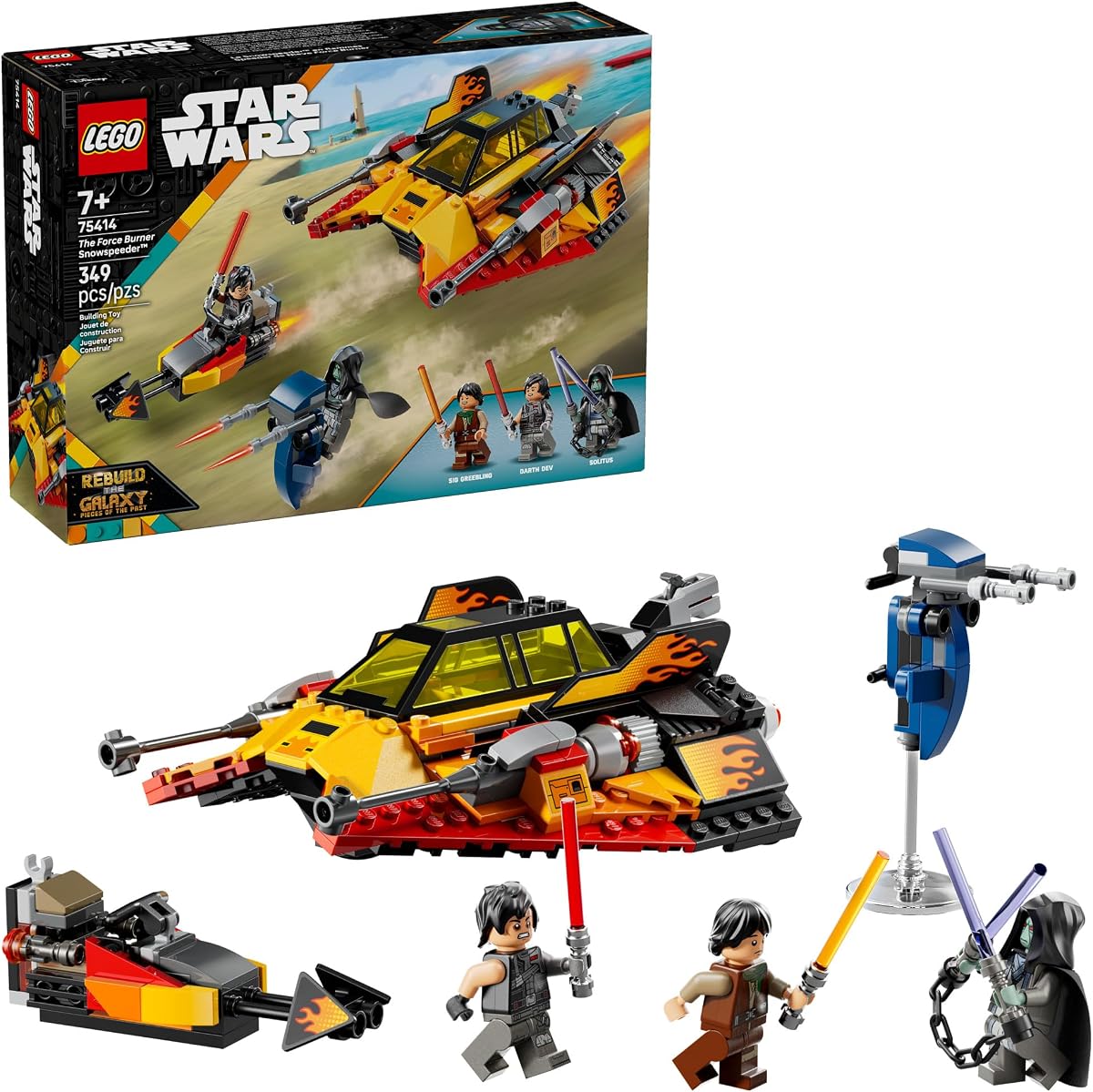 Star Wars: Rebuild The Galaxy The Force Burner Snowspeeder Building Toy - 2 in 1 Pretend Play Set W/ 3 Minifigures for Kids, Ages 7+ - Collectible Room Decor & Gift Idea for Boys & Girls - 75414