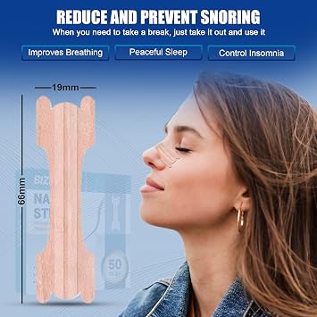 BIZEE Nasal Strips 50 Pcs Nose Strips for Snoring Relief, Anti-Snoring Devices for Men and Women, Drug-Free Nose Strips to Relieve Congestion from Colds or Allergies,Snore Strips for Sports and Sleep