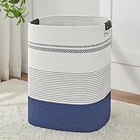 Vista 9 de Cesta de lavandería con asas – Cesta para mantas y cestas para dormitorio, cesta de lavandería y almacenamiento de mantas para sala de estar, cesta