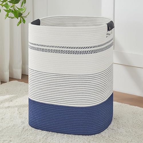 AINUOQI Large Laundry Basket - Tall Woven Rope Laundry Hamper
