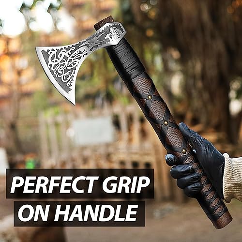 Miniatura 4 de SHINY CRAFTS -Hacha vikinga nórdica, regalos de boda, hacha de campamento, hacha berserker hacha de pizza vikinga hecha a mano, auténtica hacha