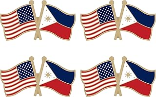 Philippines Crossed Double Flag Lapel Pins Small Mini Filipino Friendship Pin Badge Pack of 4