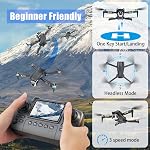 Drone With Camera For Beginner,Build-in Screen,No Phone Needed,2 Batteries | With SD Card,Brushless Motor,Auto Hover,One Key Take Off/Land,360° Flips,Headless Mode