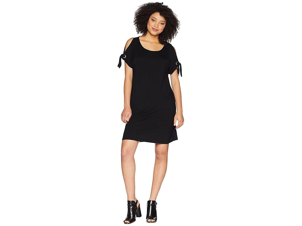 

Calvin Klein Short Sleeve Dress w/ Tie Sleeve (Black) Women's Dress