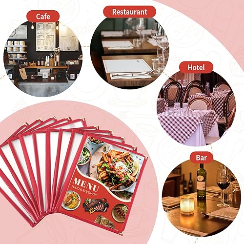 Miniatura 5 de Fundas transparentes para menú de restaurante, soportes tamaño carta, 3 páginas, 6 vistas, cubiertas transparentes para menú de recetas para cocina,