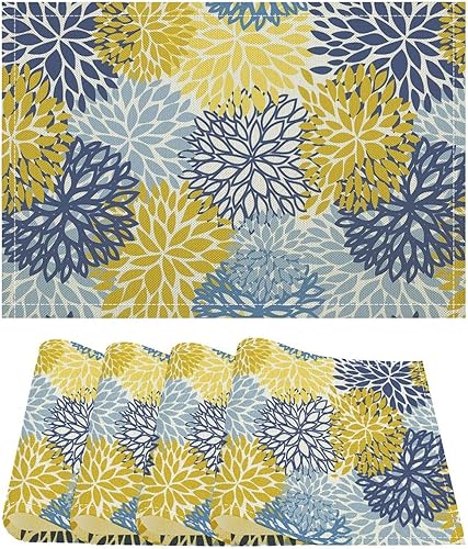 Miniatura 31 de Juego de 4 manteles individuales de mármol dorado y gris, pintura abstracta moderna, arte impreso, manteles para mesa de comedor, restaurante,