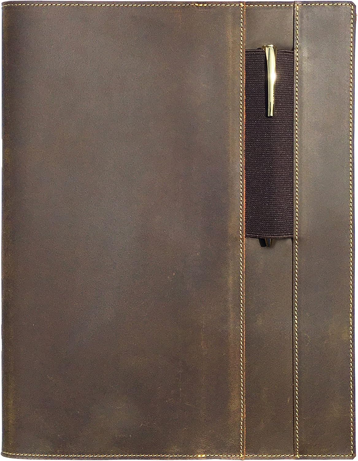 Leather Refillable Journal Cover for Men and Women, Handmade Gift Set for Moleskine Cahier XXL with Stylish Pen and Card Holder, Vintage Classic Notebook, Sketchbook, Planner and Diary (11.6x18.5")