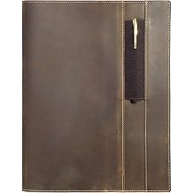 Leather Refillable Journal Cover for Men and Women, Handmade Gift Set for Moleskine Cahier XXL with Stylish Pen and Card Holder, Vintage Classic Notebook, Sketchbook, Planner and Diary 11.6x18.5"