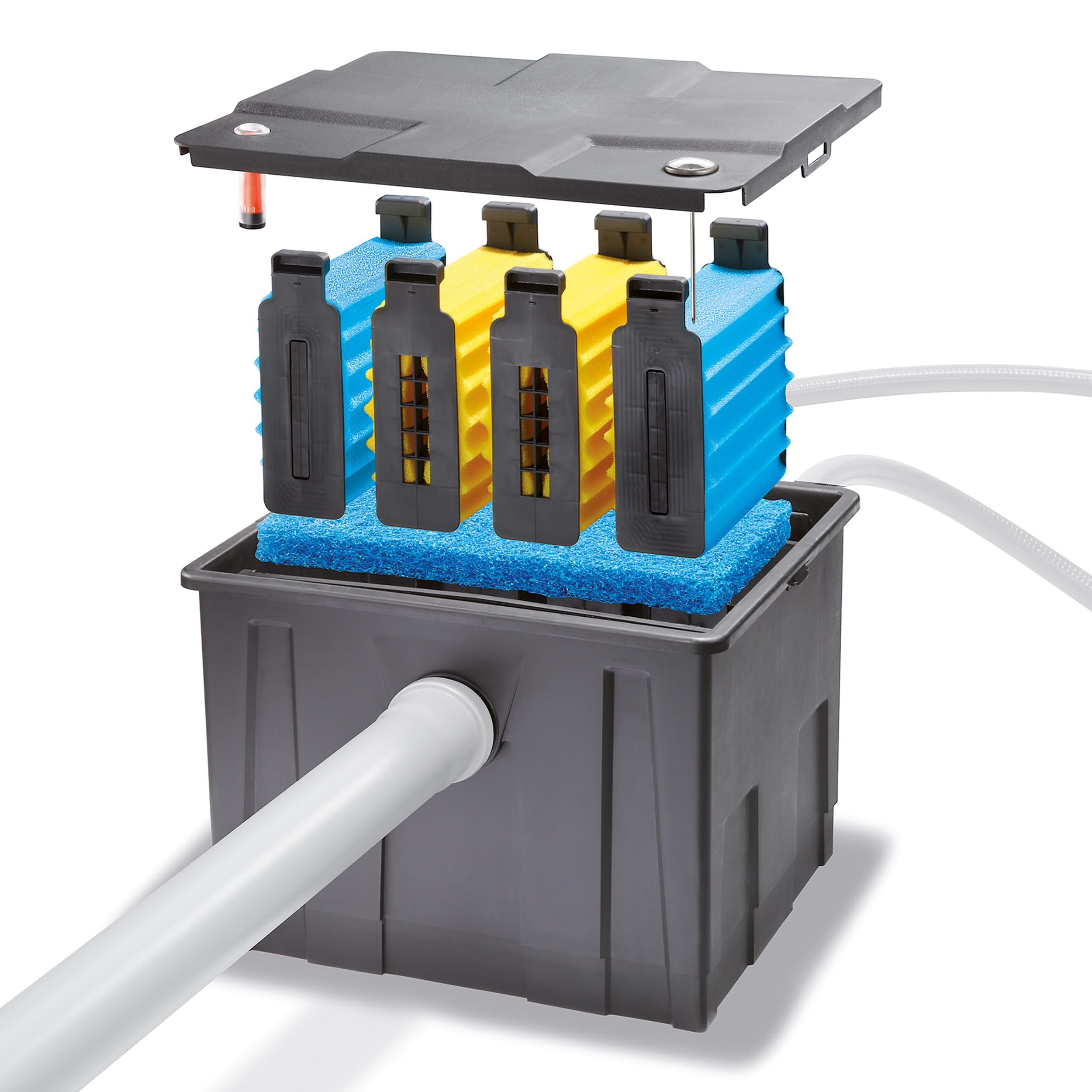esotec BioFilter ES350 Teichfilter Box, 4 Stufen Filtersystem, Filtermaterial inklusive, bis 12000l Wasservolumen, Bio-Filterbälle Durchlauffilter, Außenfilter Filteranlage 8000 l/h, 101090
