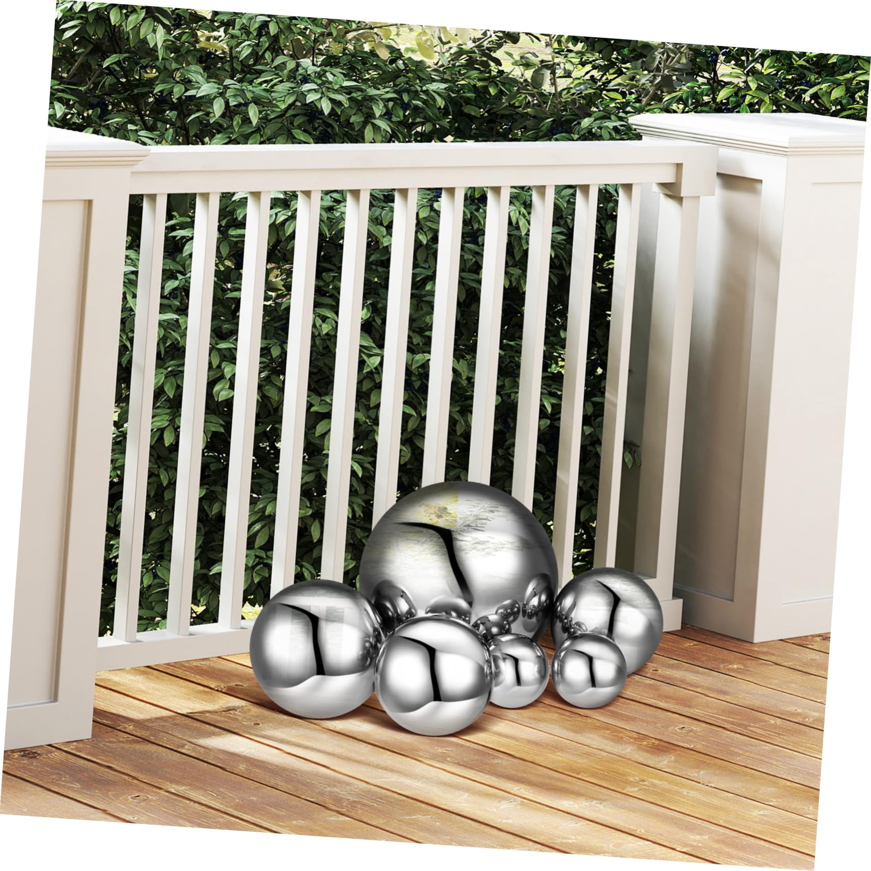 6 Piezas Bolas de Jardín Reflectantes de Acero Inoxidable Acabados Espejo Pulido y Superficie sin Costuras Esferas Huecas para Decoración Exterior Estanques y Patios