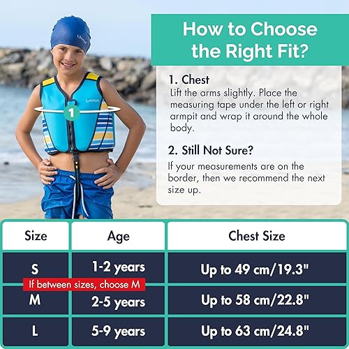 Vista 30 de Limmys Premium Kids Swim Vest - Toddler Swim Jacket and Buoyancy Swimming Aid - Modern Design Swimming Vest for Boys, Girls and Babies - Drawstring