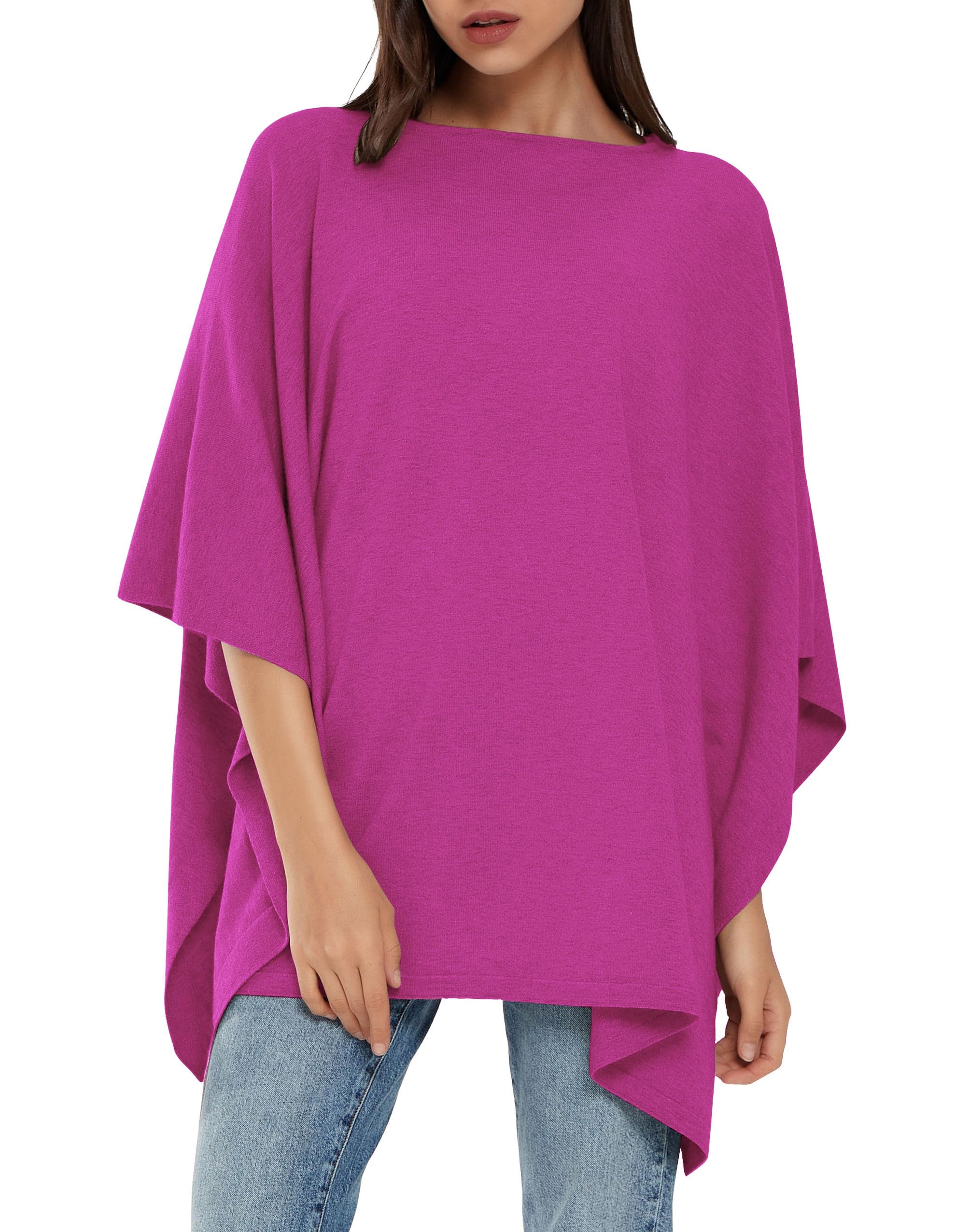 PULI Women's Pullover Poncho Sweater Knit Layering Top Travel