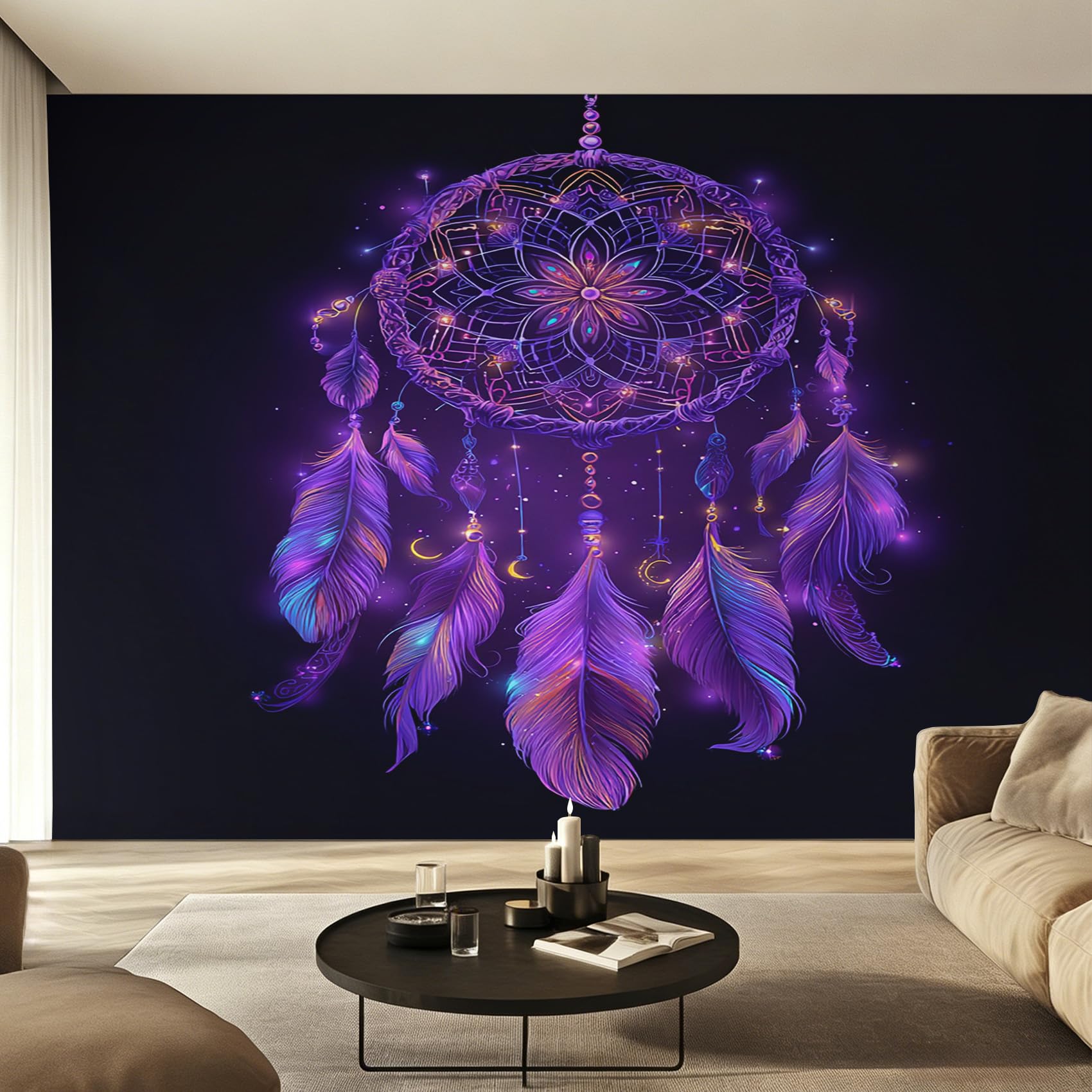 Generisch Tapete Lila Traumfänger, Verträumter Traumfänger Fototapete Wohnzimmer Schlafzimmer Tapeten, Vliestapete Wandtapete, Mustertapete Wanddeko 250x175 cm (B x H) Y&W70