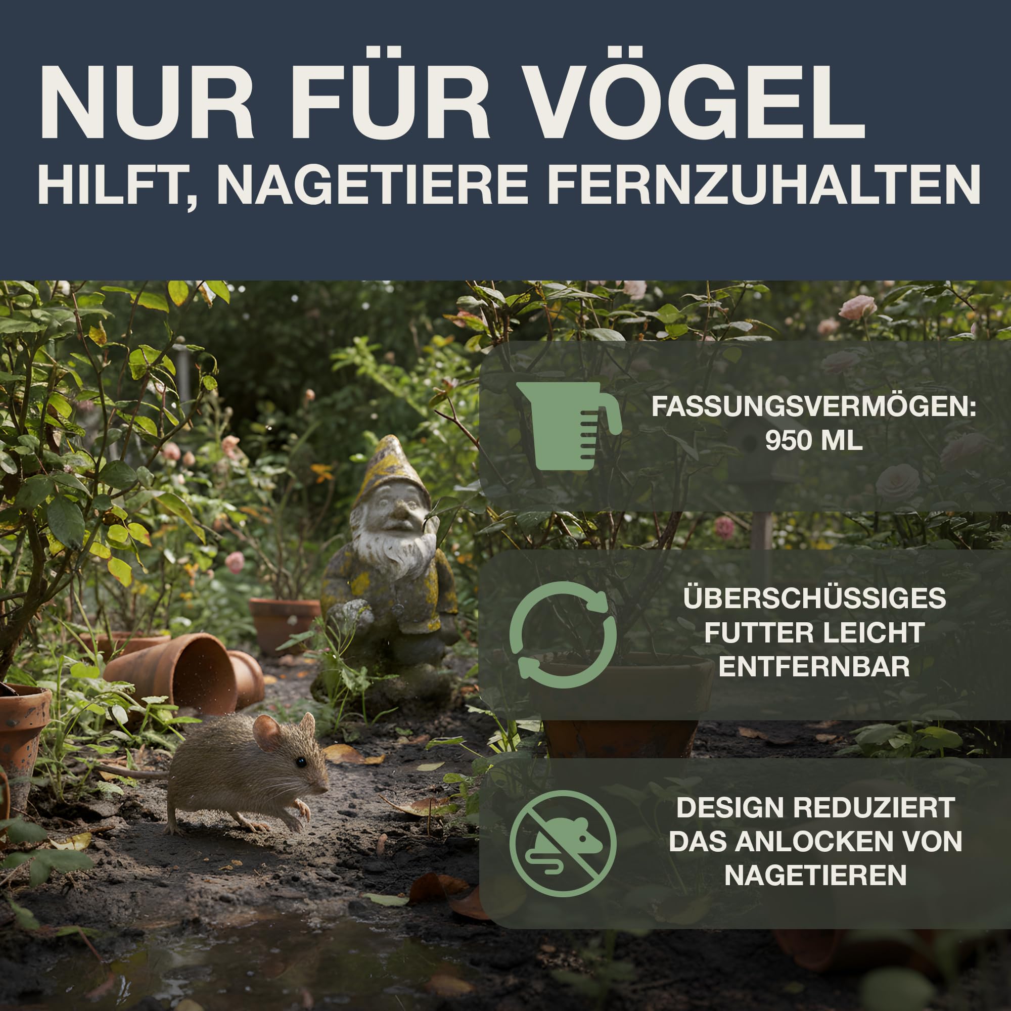 SWISSINNO Vogelfutterhaus zum Aufhängen Chur SMART Birds EICHHÖRNCHENRESISTENT – Massives Aluminium-Druckguss-Gehäuse, UV-beständiges ASA-Dach & SAN-Futterbehälter