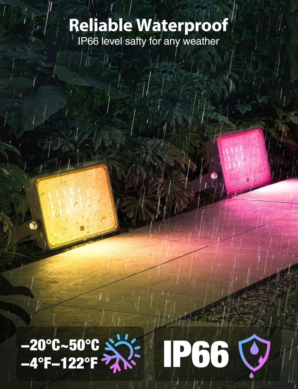 LED Flood Light 500W Equiv, 50W RGBW Color Changing Floodlights Outdoor with Remote, IP66 Stage Lights, Uplighting Indoor Landscape Lighting Floor Spotlights, Uplights for Events Party 6 Pack