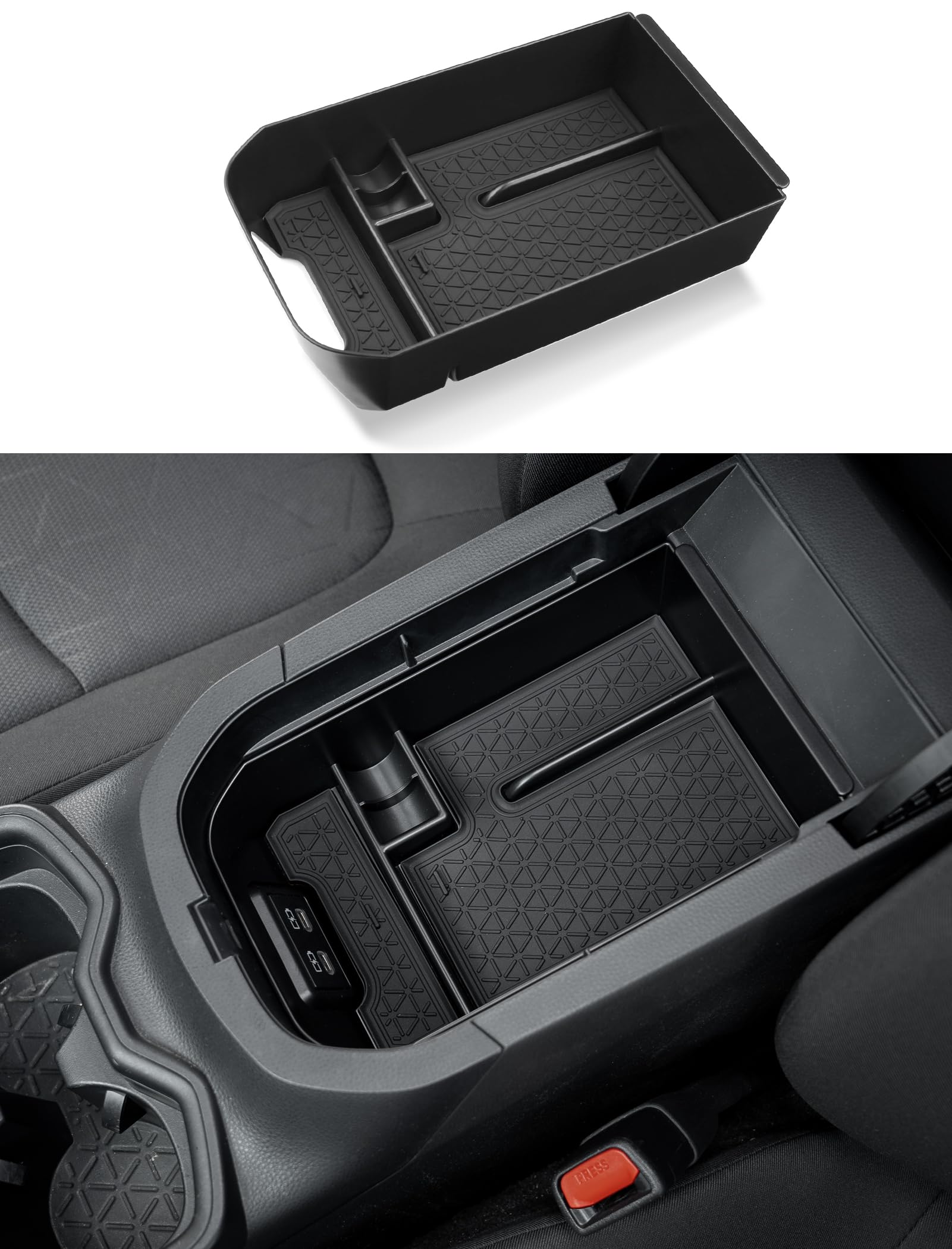 3 pezzi compatibili con Toyota RAV-4 accessori console centrale portaoggetti bracciolo vano portaoggetti organizer cuscinetto in gomma lato passeggero per accessori RAV4 2019-2025
