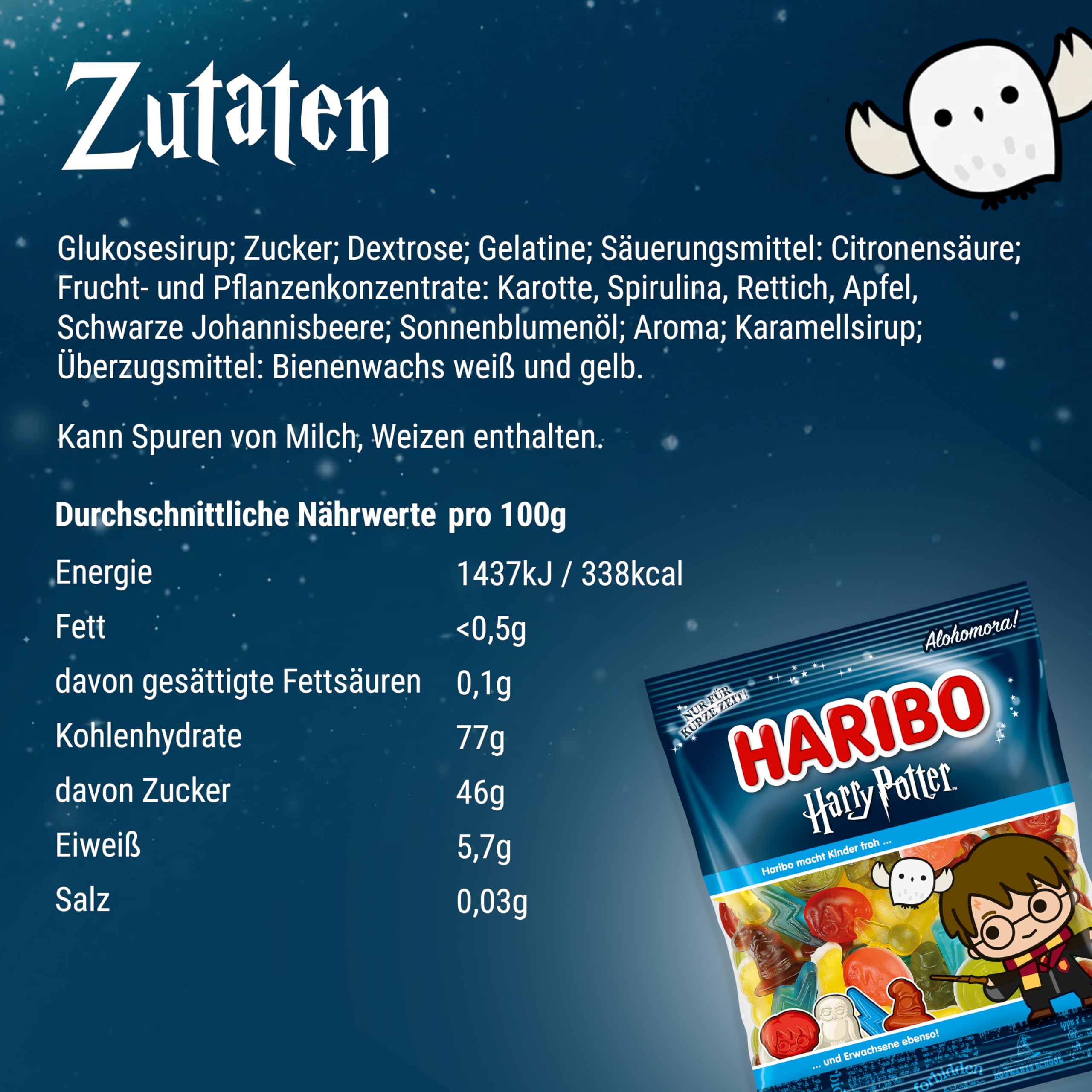 Haribo Harry Potter, Limitowana edycja cukierków, smak owoców, idealny na prezent - 160 g