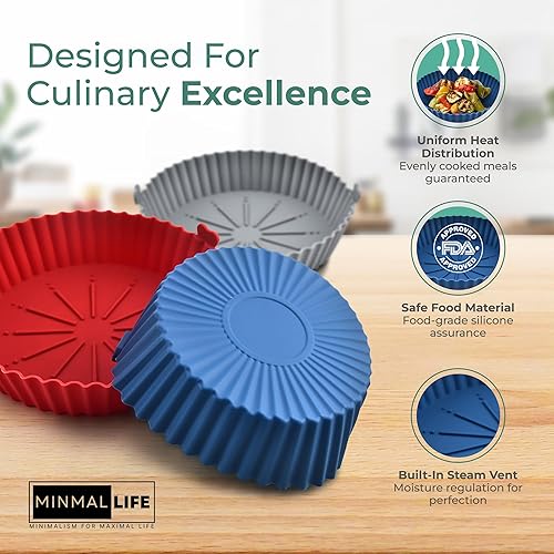 Miniatura 2 de Forros de silicona para freidora de aire - Forros reutilizables para freidora de aire - Cesta de silicona para freidora de aire - Insertos de