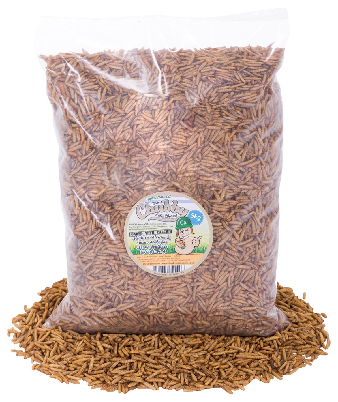 Chubby Mealworms Dried Calci Worms for Hedgehog (5 Kg), Calciworms Treats with More Calcium than Meal Worms, Dried Black Soldier Fly Larvae Food for Wild Life