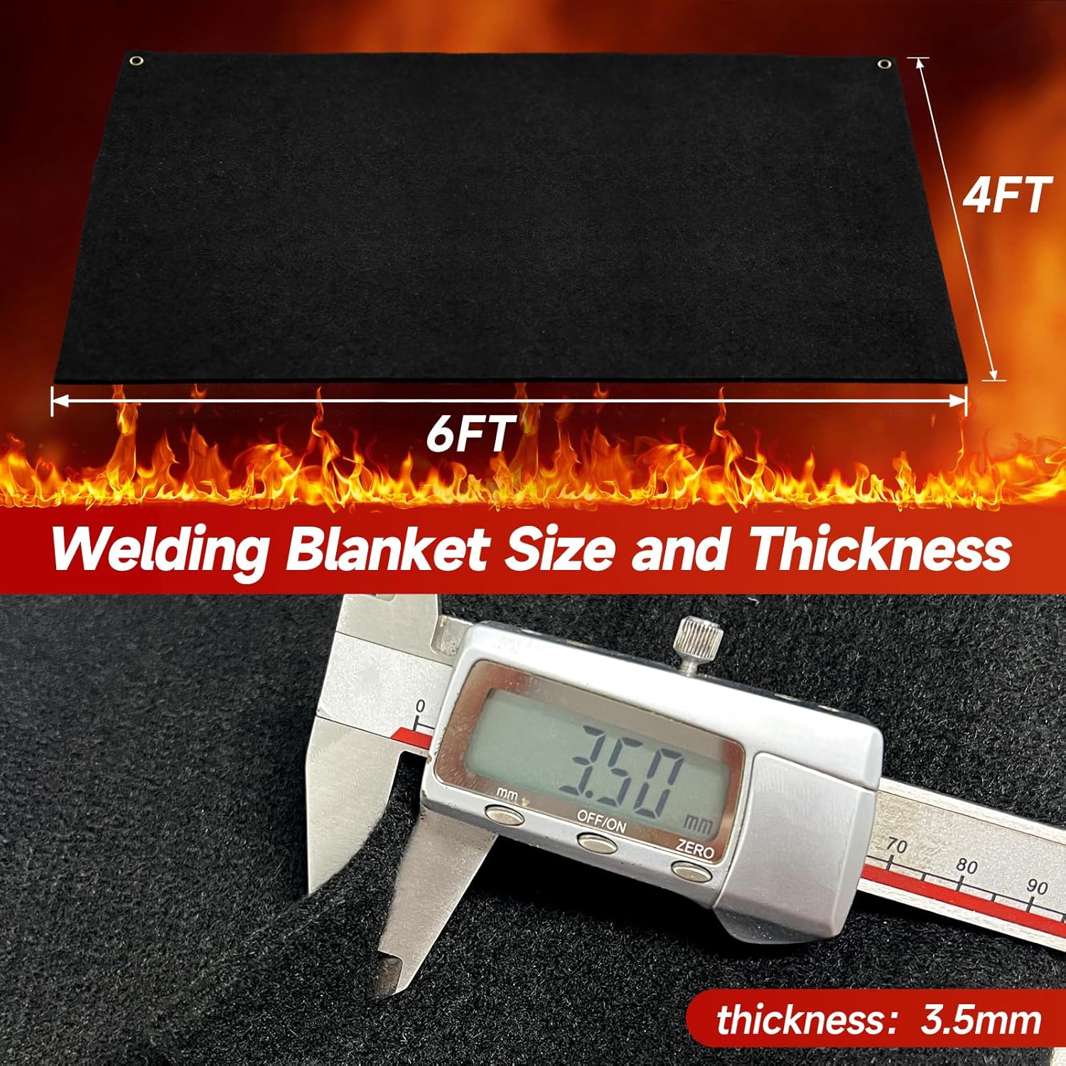 Carbon Felt Welding Blanket 4x6ft, 1800°F Fireproof Heat Resistant Fabric, Fire Blanket & Heat Shield Mat for Grilling, Soldering, Brazing
