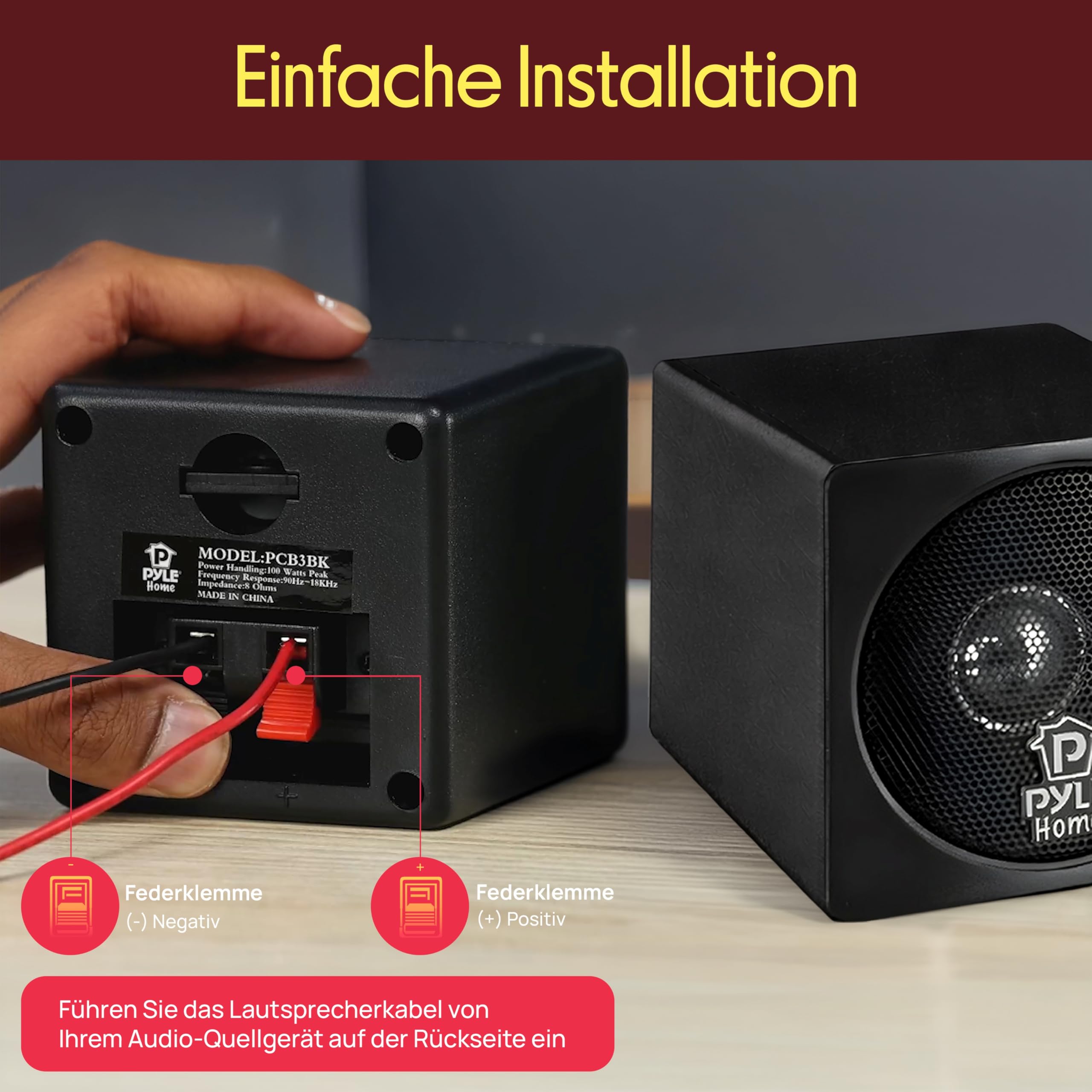Pyle PC Lautsprecher Boxen Mini, Regallautsprecher Passiv – PC Speaker, Mini Bookshelf Speakers – für PC Boxen, 200W Soundsystem als für Monitor oder TV Lautsprecher, 10,16cm