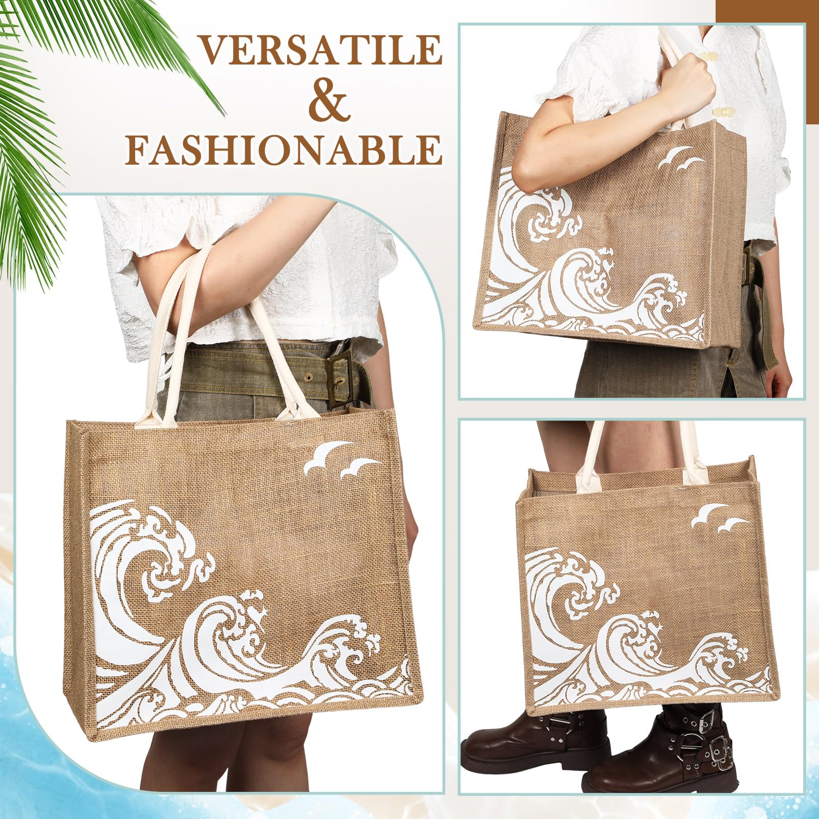 6 Pcs Beach Gifts for Women Set Beach Theme Gift Set Burlap Tote Bags Cosmetic Bag 20 oz Tumbler Keychain for Birthday Holiday Travel Wedding Bridal Shower Bride Bridesmaid Honeymoon(Classic)
