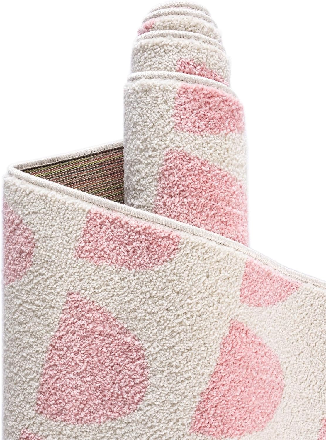 Rugs.com Whimsy Kids Collection Rug – 5 Ft Round Ivory and Pink Medium-Pile Rug Perfect for Kitchens, Dining Rooms
