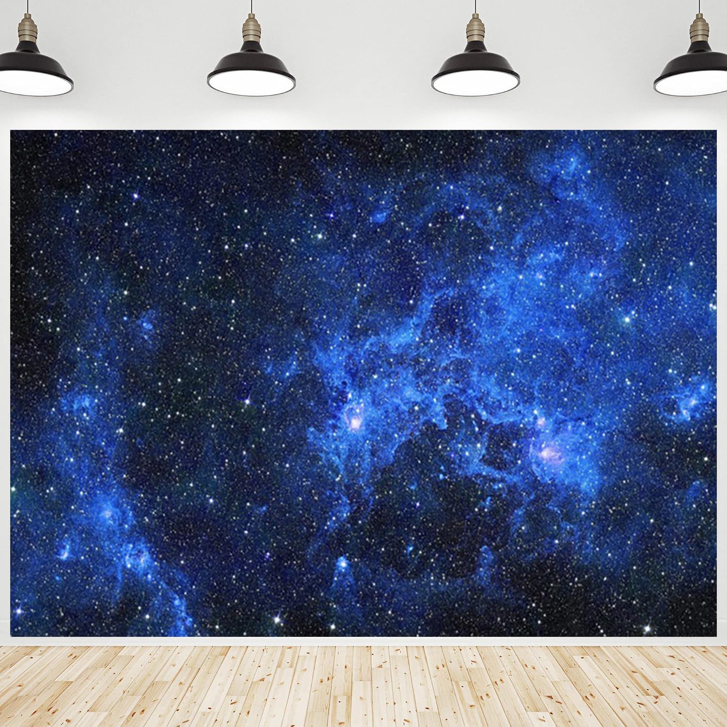 CRTPOD Outer Space Backdrop Blue Galaxy Stars Starry Night Sky Background Universe Nebula Photography Banner for Baby Boy Kids Birthday Party