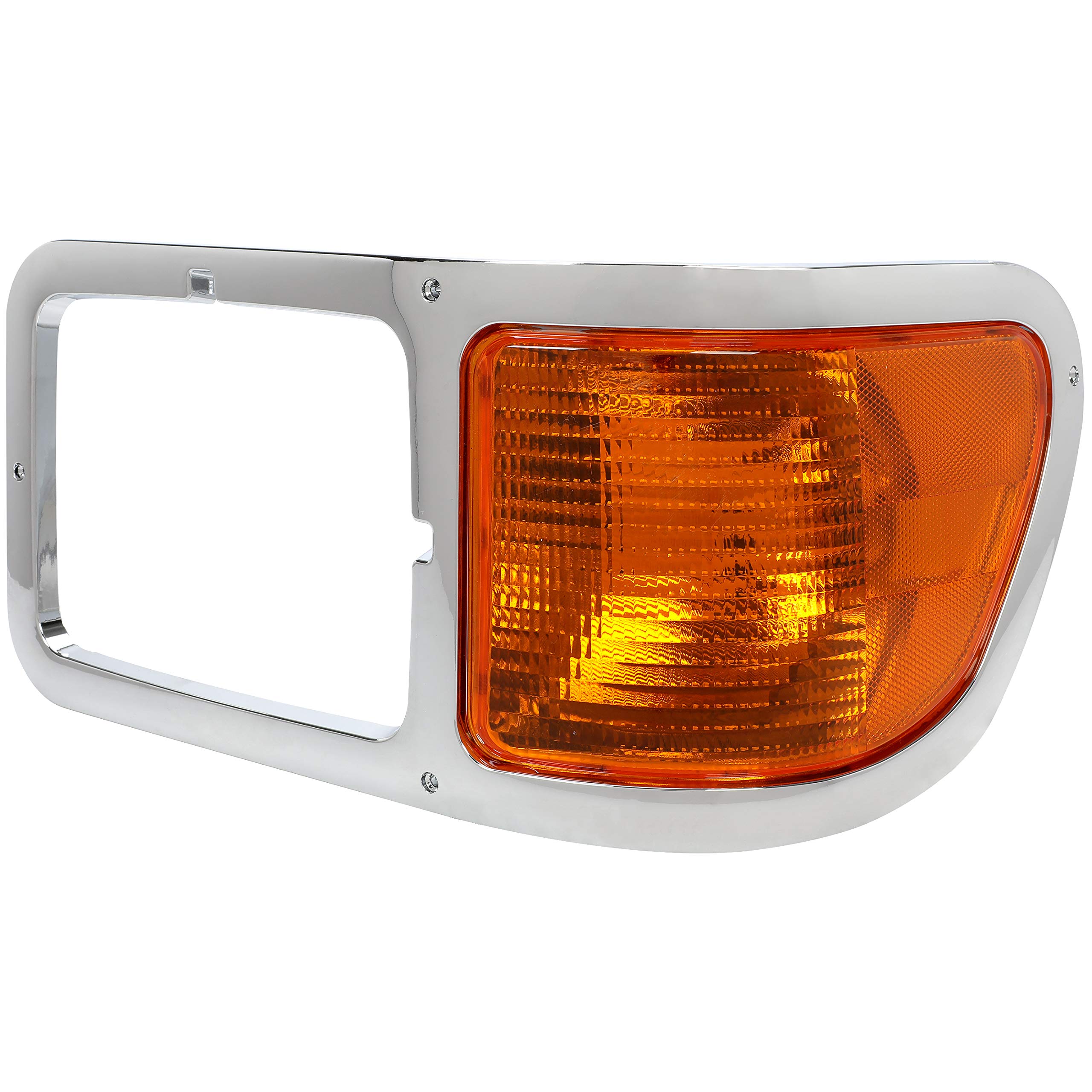 ECOTRIC Driver Side Corner Signal Lights Lens w/ Headlight Bezel Compatible with 2000-2015 Ford F650