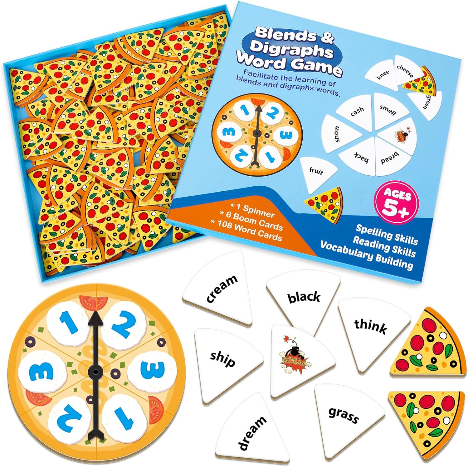 Kasfalci CVC Word Games,Phonics Games,CVC Flash Cards,Speech Therapy Toys for Toddlers Kids,Learn to Read,Reading Learning Sight Word Games,Kindergarten Preschool Learning Activities Educational Toy