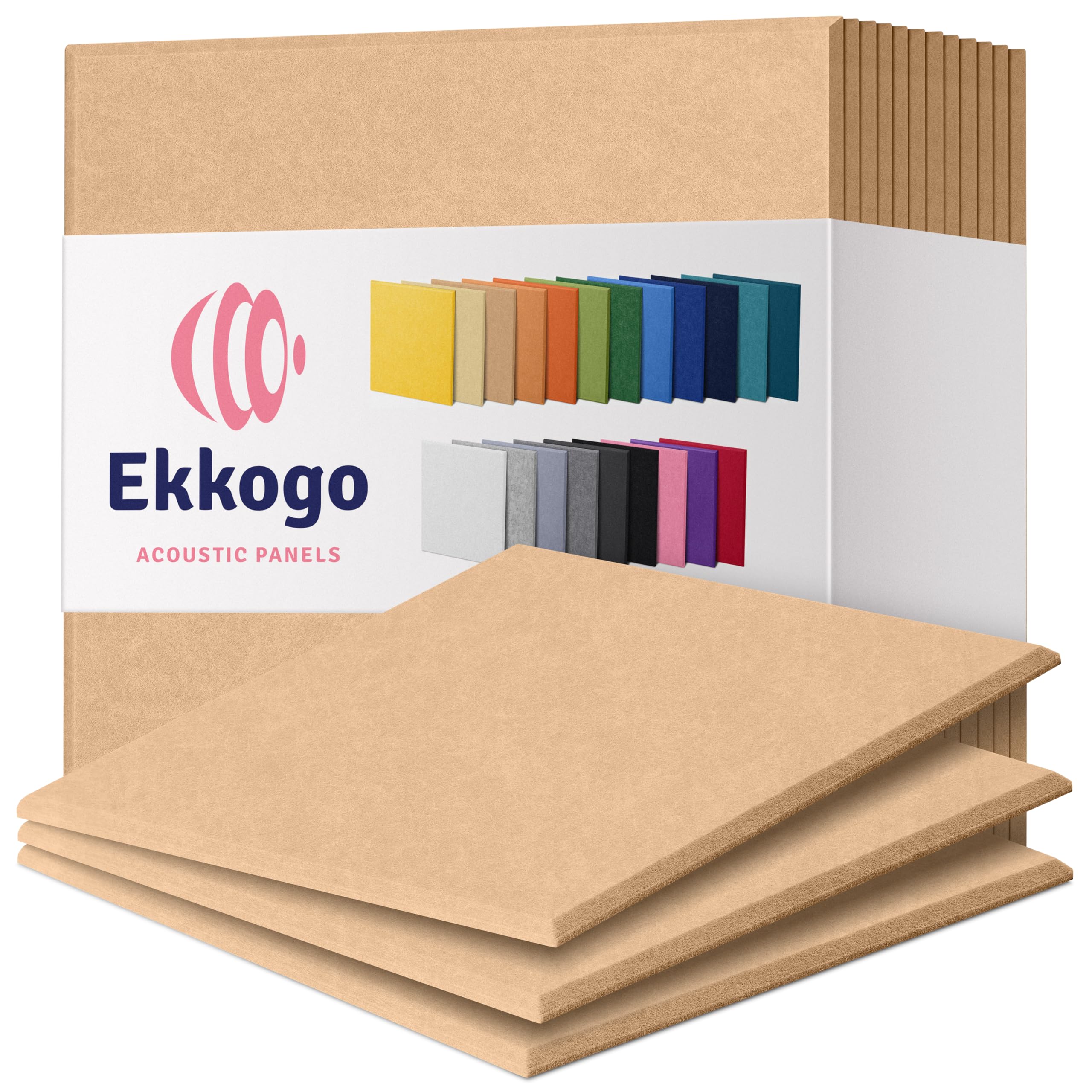 Acoustic Panels 12-Pack Soundproof Wall Panels 12"X12"X0.4" Sound Panels High Density Sound Dampening Panels - [Soft Camel Square]